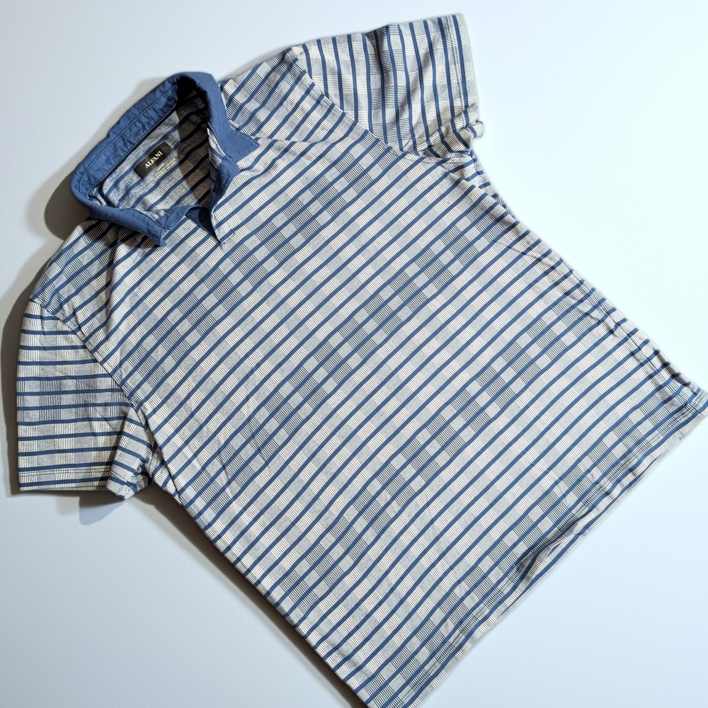 Alfani Blue Striped Men's Shirt Size Large